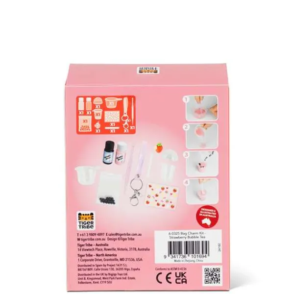 Tiger Tribe Bag Charm Kit - Strawberry Bubble Tea