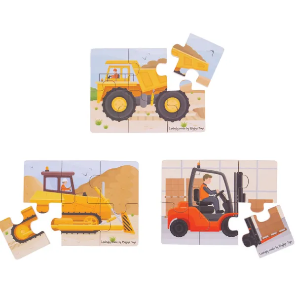 Bigjigs Toys Big Movers (6 Piece Puzzles) - 3 Puzzles