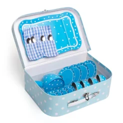 Bigjigs Toys Blue Polka Dot Tin Tea Set
