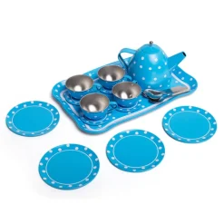 Bigjigs Toys Blue Polka Dot Tin Tea Set