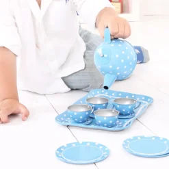 Bigjigs Toys Blue Polka Dot Tin Tea Set