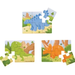Bigjigs Toys Dinosaur (6 Piece Puzzles) - 3 Puzzles