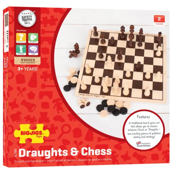 Bigjigs Toys Draughts and Chess Set