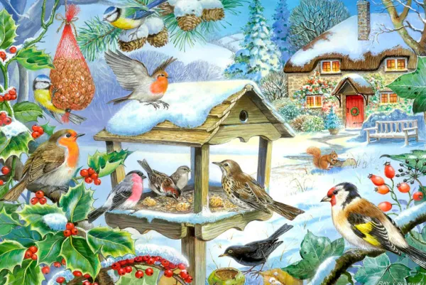 House of Puzzles Feed The Birds - BIG 250 Piece Jigsaw Puzzle