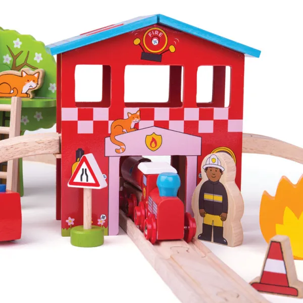 Bigjigs Rail Fire Station Train Set