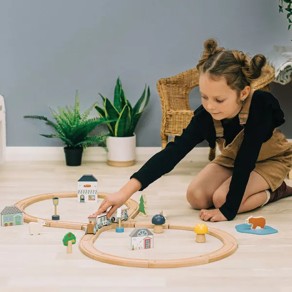 Bigjigs Toys FSC® Certified Train Set (Woodland Animal) - DAMAGED BOX