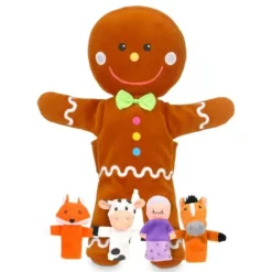 Fiesta Crafts Gingerbread Man Hand and Finger Puppet Set