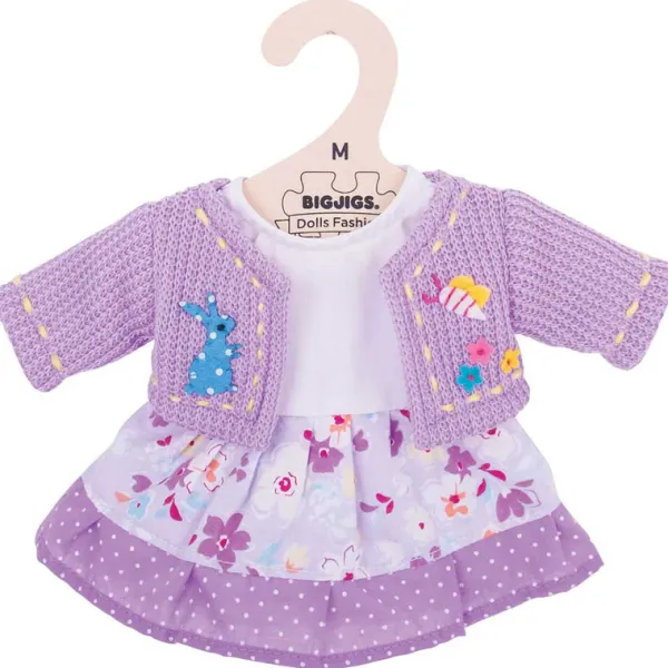 Bigjigs Toys Lilac Dress and Cardigan (for Size Medium Doll)