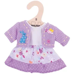 Bigjigs Toys Lilac Dress and Cardigan (for Size Small Doll)