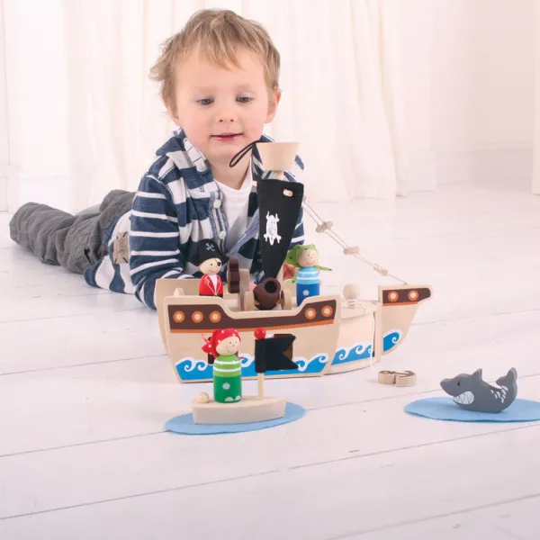 Bigjigs Toys Mini Pirate Ship Playset