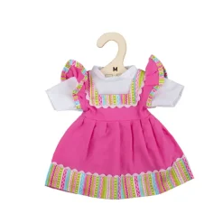 Bigjigs Toys Pink dress with striped trim (for Size Medium Doll)