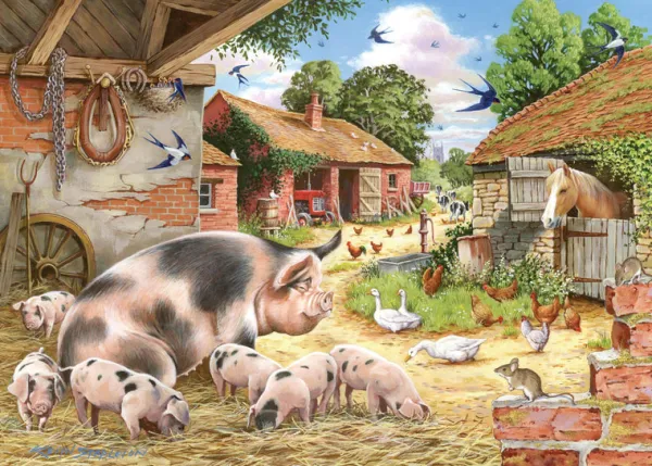 House of Puzzles Poppy's Piglets - BIG 500 Piece Jigsaw Puzzle