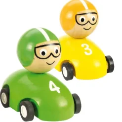 Bigjigs Toys Pull Back Racing Car (Pack of 2 - Yellow and Green)