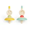 Bigjigs Toys Pull String Spinning Tops - Light Blue, Yellow