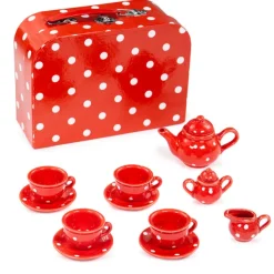 Bigjigs Toys Red Polka Dot Porcelain Tea Set