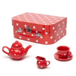 Bigjigs Toys Red Polka Dot Porcelain Tea Set