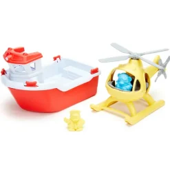 Green Toys Rescue Boat with Helicopter