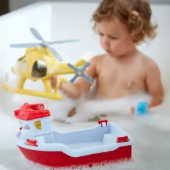 Green Toys Rescue Boat with Helicopter