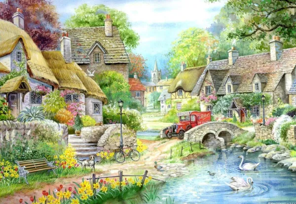 House of Puzzles River Cottage - BIG 250 Piece Jigsaw Puzzle