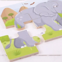 Bigjigs Toys Safari (6 Piece Puzzles) - 3 Puzzles