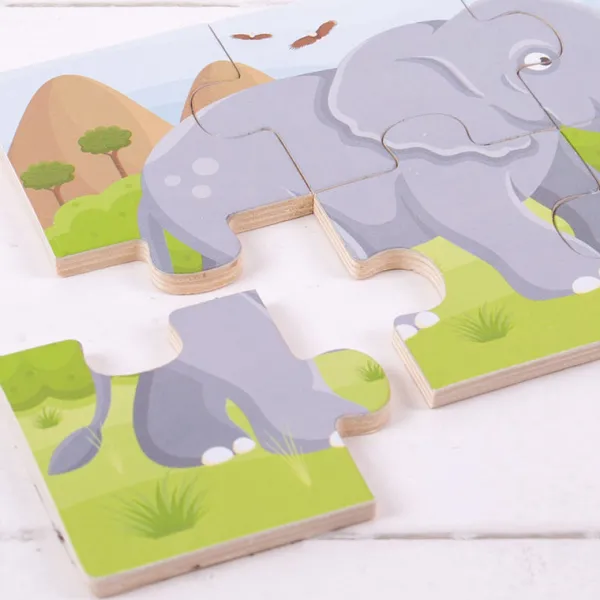Bigjigs Toys Safari (6 Piece Puzzles) - 3 Puzzles