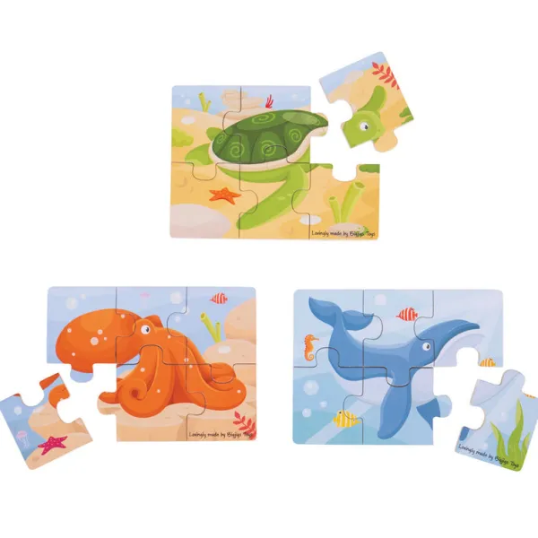 Bigjigs Toys Sealife (6 Piece Puzzles) - 3 Puzzles