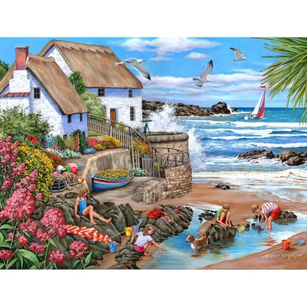 House of Puzzles Seaspray Cottages - 1000 Piece Jigsaw Puzzle