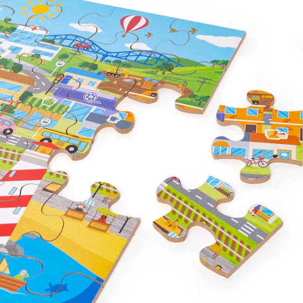 Bigjigs Toys Transport Town Floor Puzzle - DAMAGED BOX