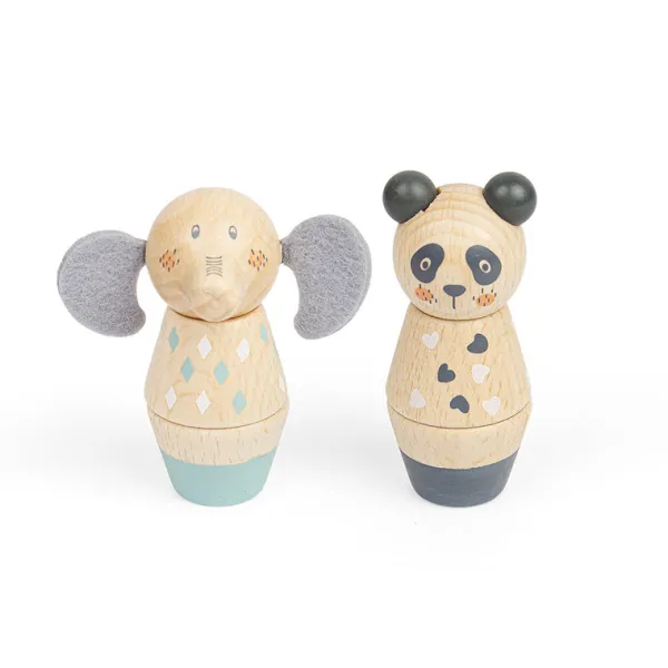Bigjigs Toys Twist & Match Animals - Panda, Elephant